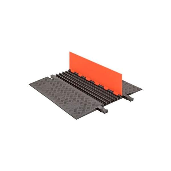 Cable Ramp, 1-1/4 in H, 39.88 in L, 33.38 in W, 5 Channel, Polyurethane, Black, Orange